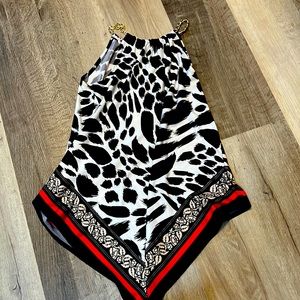 Animal print, scarf style sleeveless top